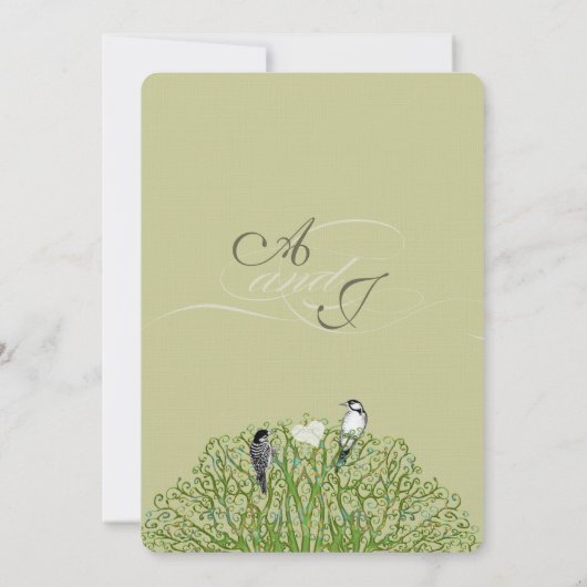 Faire-part de mariage Inséparable Green Swirl Tree (Dos)