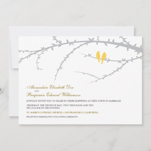 Faire-part de mariage Inséparable (jaune) (Devant)