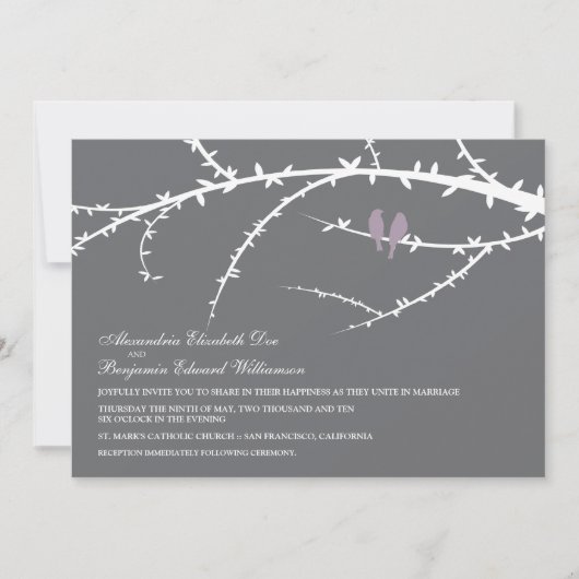 Faire-part de mariage Inséparable (lavande) (Devant)