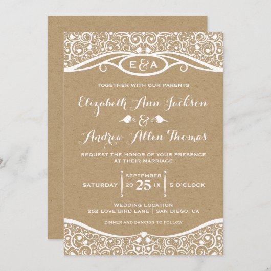 Faire-part de mariage Inséparable Motif de vin (Devant / Derrière)