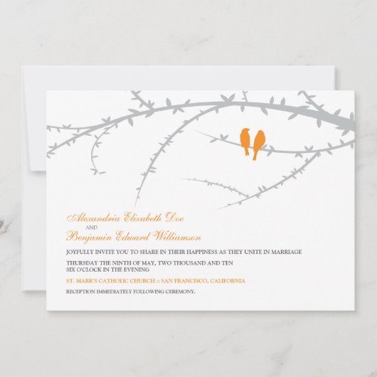 Faire-part de mariage Inséparable (orange) (Devant)