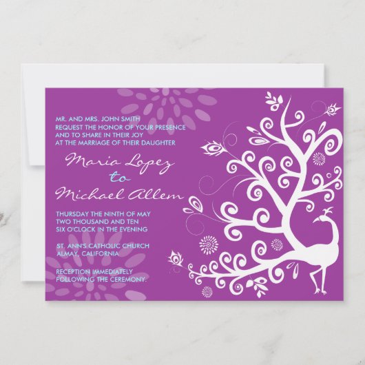 Faire-part de mariage Inséparable Peacock (Devant)