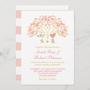 Faire-part de mariage Inséparable rose or