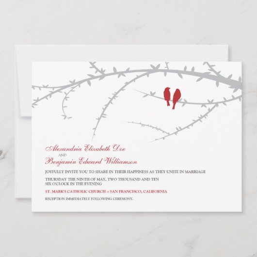 Faire-part de mariage Inséparable (rouge) (Devant)