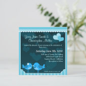 Faire-part de mariage Inséparable Turquoise (Debout devant)