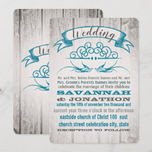 Faire-part de mariage Inséparable Vintage en bois