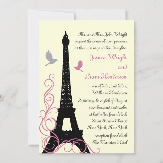 Faire-part de mariage Inséparables (blanc cassé) (Devant)