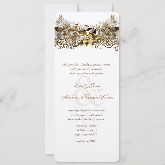 Faire-part de mariage Inséparables forestiers (Devant)