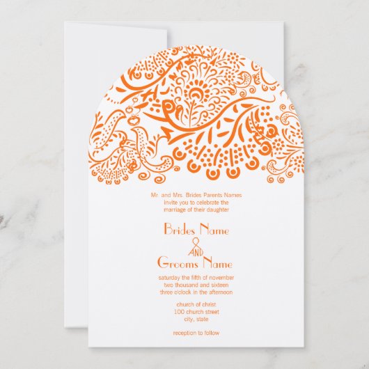 Faire-part de mariage Inséparables orange (Devant)