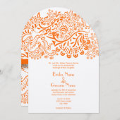 Faire-part de mariage Inséparables orange (Devant / Derrière)