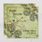 Faire-part de mariage Inséparables vintage (Devant / Derrière)