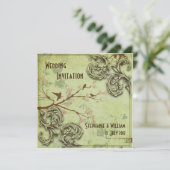 Faire-part de mariage Inséparables vintage (Debout devant)