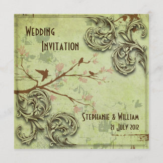 Faire-part de mariage Inséparables vintage