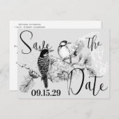 Faire-part de mariage Inséparables vintages (Devant / Derrière)