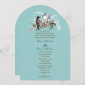 Faire-part de mariage Inséparables vintages (Devant / Derrière)