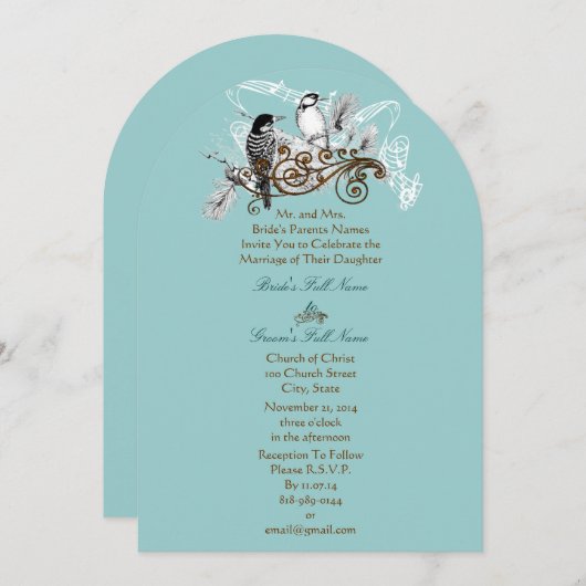 Faire-part de mariage Inséparables vintages (Devant / Derrière)