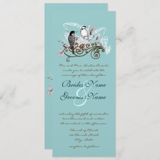 Faire-part de mariage Inséparables vintages (Devant / Derrière)