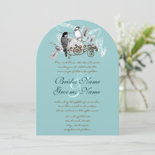 Faire-part de mariage Inséparables vintages (Debout devant)