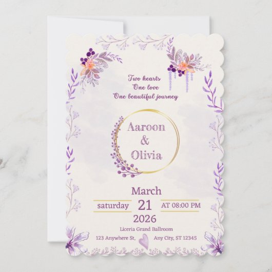 Faire-part de mariage intime et éditable pour jard (Devant)