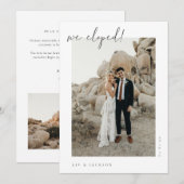Faire-part de mariage intimiste minimaliste (Devant / Derrière)
