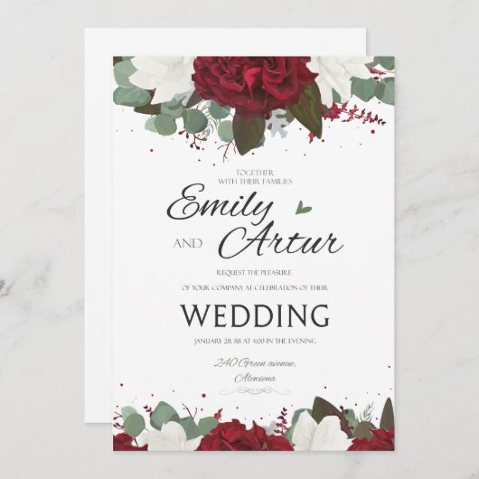 Faire-part de mariage, invitation, enregistrer la (Devant / Derrière)