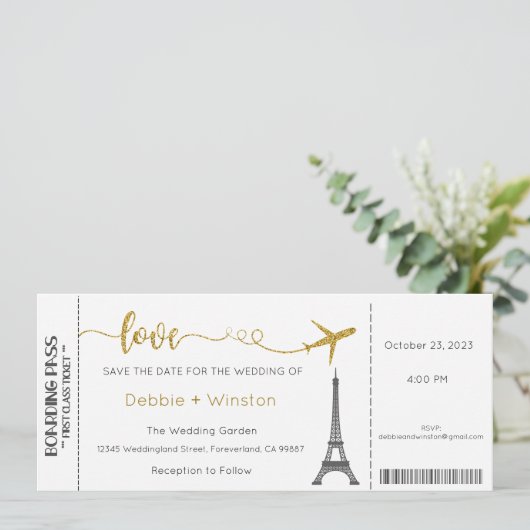Faire-part de mariage, Invitation Mariage Paris, A (Debout devant)