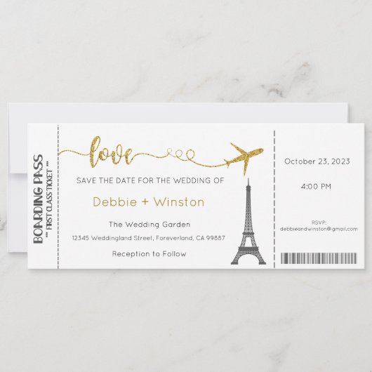 Faire-part de mariage, Invitation Mariage Paris, A (Devant)