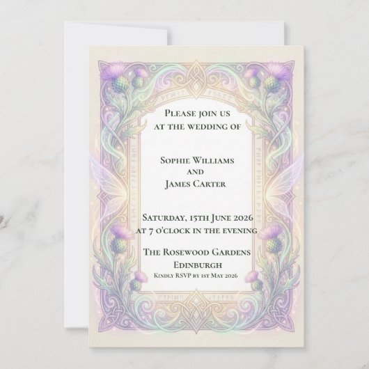 Faire-part de mariage Iridescent Chardon (Devant)