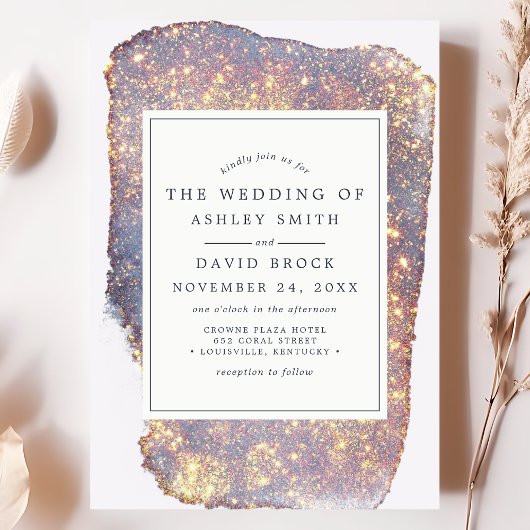 Faire-part de mariage Iridescente Purple Gold Part