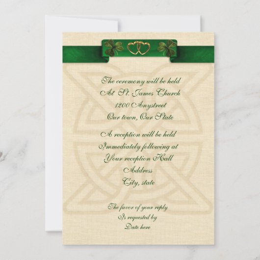 Faire-part de mariage irlandais (Dos)