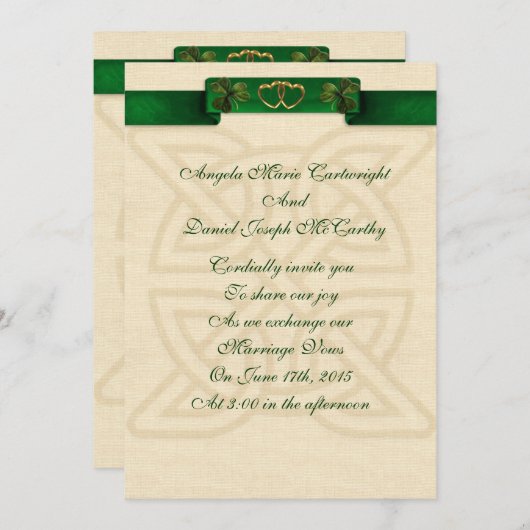 Faire-part de mariage irlandais (Devant / Derrière)