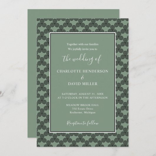 Faire-part de mariage irlandais vert moderne avec (Devant / Derrière)