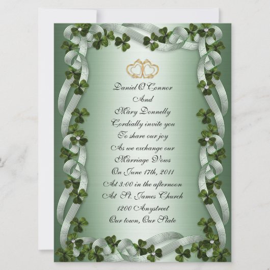 Faire-part de mariage irlandaise (Devant)