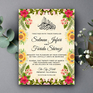 Faire-part de mariage islamique floral tropical vi