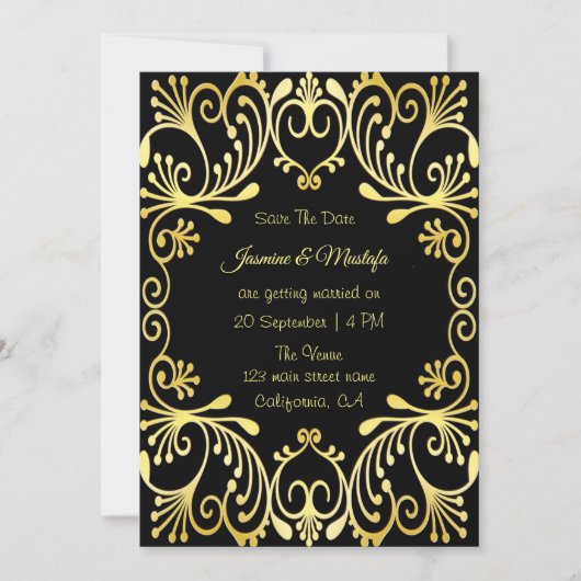 Faire-part de mariage islamique romantique de l'or (Devant)