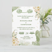 Faire-part de mariage islamique vert (Debout devant)