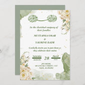 Faire-part de mariage islamique vert (Devant / Derrière)