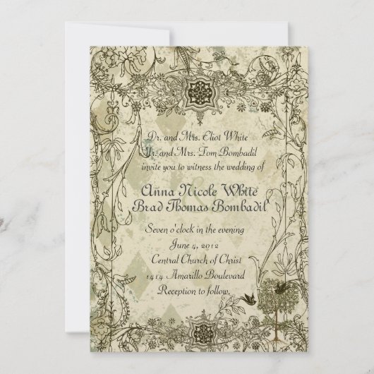 Faire-part de mariage italien vintage de (Devant)