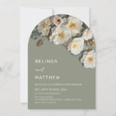 Faire-part de mariage Ivory Roses 3D Fleurs Vert S (Devant)