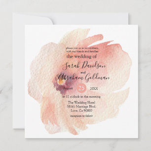 Faire-part de mariage japonais aquarelle rose flor