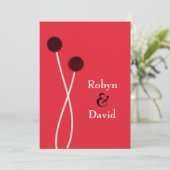 Faire-part de mariage japonais Sumi-e rouge et noi (Debout devant)