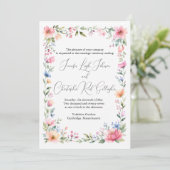 Faire-part de mariage jardin à l'aquarelle (Debout devant)