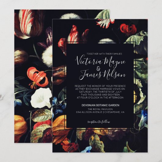 Faire-part de mariage Jardin de Minuit (Devant / Derrière)
