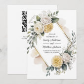 Faire-Part de Mariage Jaune Beurre et Or (Devant / Derrière)