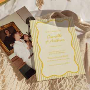 Faire-part de mariage jaune beurre moderne