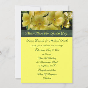 Faire-part de mariage jaune de fleur de primevère