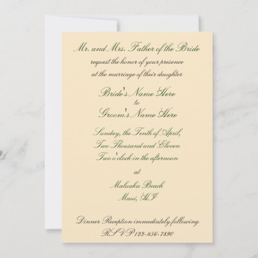 Faire-part de mariage jaune de Plumeria (Dos)