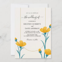faire-part de mariage jaune et bleu