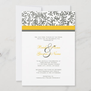 Faire-part de mariage jaune et gris