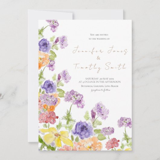Faire-part de mariage jaune et orange fleur (Devant)